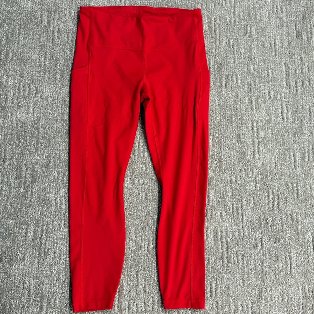 Athleta Ultimate Stash Vibrant Red High-Waisted Leggings